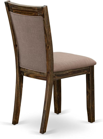 East West Furniture V777MZ748-5 5 Piece Dining Room Furniture Set Includes a Rectangle Dining Table with V-Legs and 4 Coffee Linen Fabric Upholstered Chairs, 40x72 Inch, Multi-Color