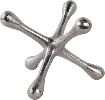 Modern Jacks Sculpture Coffee Table Decor for Living Room – Metal Modern Decorative Accent for Table Top & Shelf – Indoor Home Decor, Stylish Tabletop Accessories Accent Piece – 6", Silver