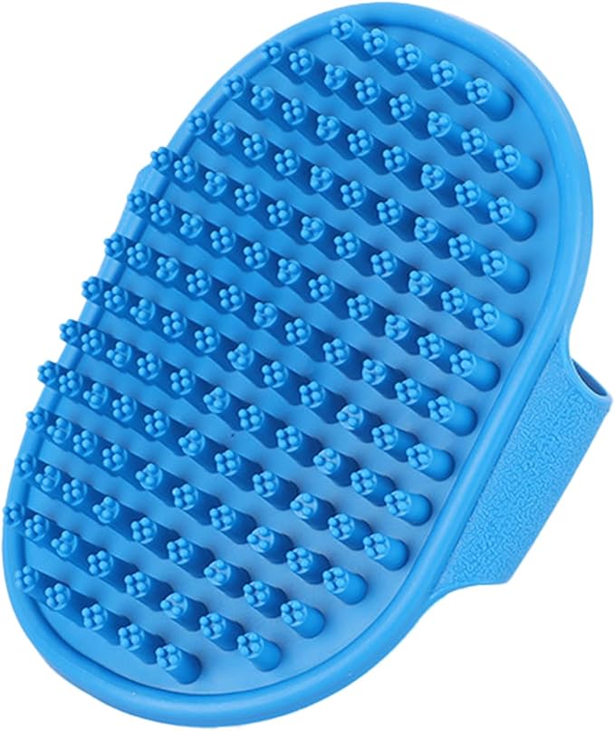 Ultra-Soft Pet Grooming Brush with Adjustable Ring - Ideal for Dogs & Cats of All Hair Types - Bath, Shower, Dog Shampoo Brush & Massage Tool (Blue, 1-Pack)