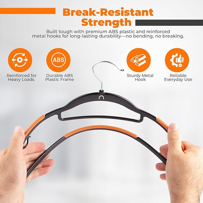 Plastic Hangers 20 Pack, Cascading Slim Space Saving Clothing Hangers with 360° Rotating Hook, Non Slip Clothes Hangers for Sweater Shirt, Heavy Duty Coat Hanger with Inner Hook for Closet, Black