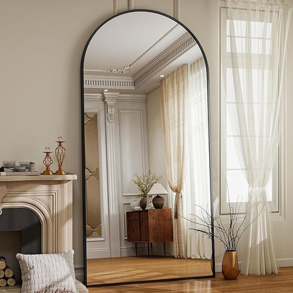 71" x 30" Arch Full Length Mirror - Floor Full Body Mirror with Aluminum Frame - Standing, Leaning or Hanging, for Bedroom, Living Room, Black
