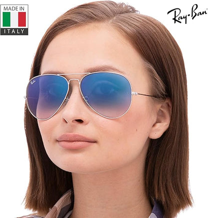 Ray-Ban RB3025 AVIATOR GRADIENT Pilot Shaped Sunglasses for Men & Women with Official RAYBAN Eyewear Kit