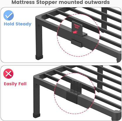 20 Inch Queen Size Metal Platform Bed Frame with Round Corners, Storage Space Under High Bed Frame-Heavy Duty Steel Slats Support, Noise Free - Easy Assembly - No Box Spring Needed