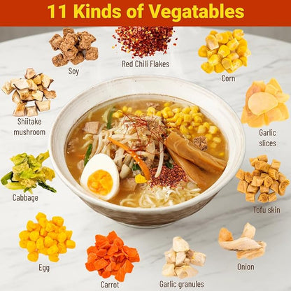 Spicy Garlic Mix Ramen Seasoning - 14oz Dried Vegetables, 11 Ingredients for Instant Noodles, Garlic Slices & Red Chili Flakes, Ramen Toppings for Noodles Soup, Salad, Pizza, Cooking(397g)