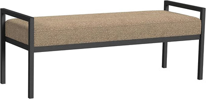 HomePop Modern Metal Bench|Bench for Living Room & Bedroom | Decorative Home Furniture - Brown Boucle