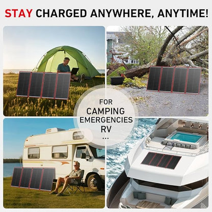 DOKIO 300W Portable Foldable Solar Panel Kit (19.3x37.4in, 15.2lb), with Separate Controller and Dual USB, Monocrystalline Charger for 12V Batteries, Power Stations, RV Camping Emergency Use