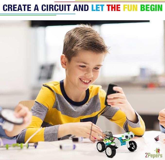 Electric Motor Robotic Science Kits for Kids (4-in-1), DIY STEM Toys Kids Science Experiment Kits,Building Educational Robotics Kit for Boys and Girls,Circuit Engineering Science Project Kits