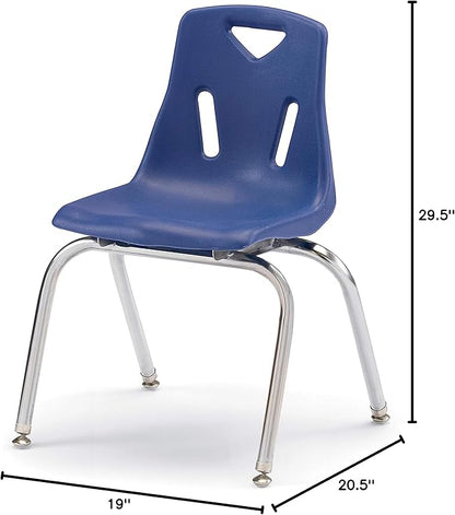 Berries Jonti-Craft 8146JC6003 Stacking Chairs with Chrome-Plated Legs, 16" Height, Blue, Pack of 6