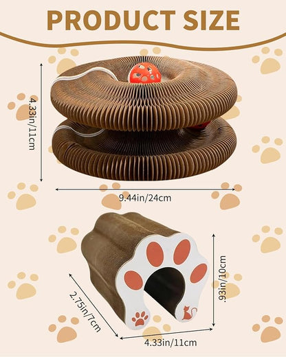 Cat Scratcher Board Toys,Interactive Magic Organ Bell Ball Track,Bored Kitty Indoor Cardboard Gifts,Round Pet Paw Scratch Pad,No Posts Puzzle Tree Tower Bed House,Circle Tunnel Nail File