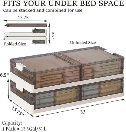 Under Bed Storage Containers, Stackable Under Bed Rolling Storage Plastic Containers, 11.5Gal Storage Bins with Wheels, Multi-purpose Storage Bins with Lids for Clothes, Shoes, And Duvets