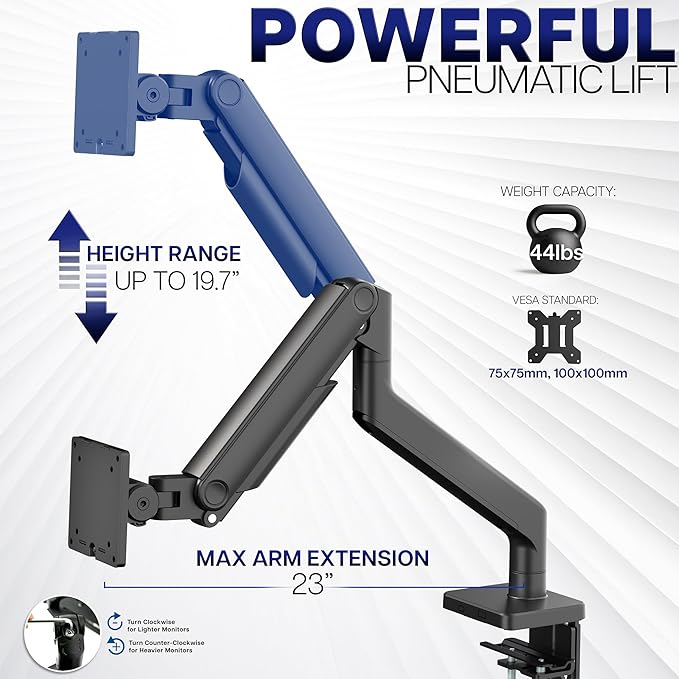 VIVO Heavy Duty Aluminum Ultrawide Monitor Tension Arm for up to 49 inch Screens, Holds 44 lbs, Premium Desk Mount Stand Designed for Samsung Odyssey G9 and More, Black, STAND-V101V