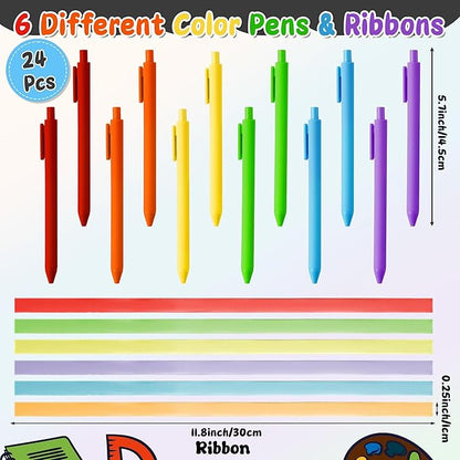 Bright Colors Sticky Notes - 72pcs Cute Crayon-Shaped Super Self Sticky Strong Adhesive Pastel Note Pads Pens Ribbon Set Sticking Power Memo Stick Pads Back to School Supplies Office Products