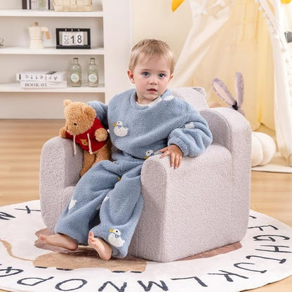Tiita Kids Couch Sherpa Toddler Chair, Cloud-Like Comfy Kids Sofa Toddler Reading Chair with Washable Cover Carrying Handle, Convertible Children Sofa Chair for Girls and Boys