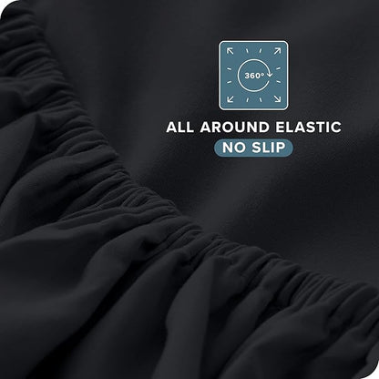 Bare Home Split California King Sheet Set - 1800 Ultra-Soft Microfiber Split California King Bed Sheets - Double Brushed - Deep Pockets - Easy Fit - 5 Piece Set - Bed Sheets (Split Cal King, Black)