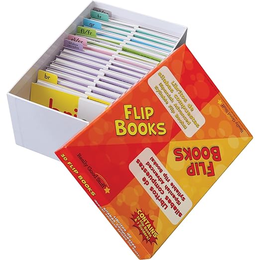 Really Good Stuff Libros de S?labas Compuestas (Spanish Advanced Syllable Flip Books) - 30 Flip Books
