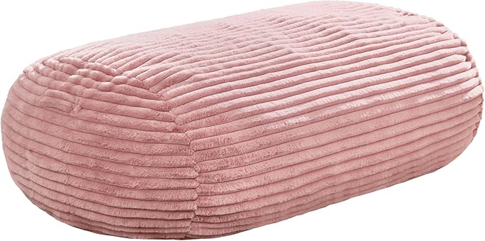 Hobestluk 4FT Bean Bag Chairs Adult Bean Bag with Portable Handle Comfy Large Bean Bag Chair with Removable Cover for Living Room Bedroom or Reading Nook (Stripe Pink, 4FT)