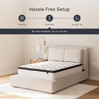 Signature Design by Ashley California King Size Chime 12 Inch Medium Firm Hybrid Mattresswith Cooling Gel Memory Foam for Pressure Relief, Fiberglass Free, Mattress In A Box