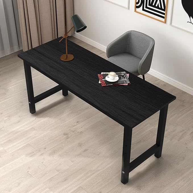 NSdirectModern Computer Desk 63 inch Large Office Desk Writing Study Table for Home Office Desk Workstation Wide Metal Sturdy Frame Thicker Steel Legs, Black.