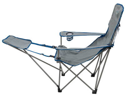 ALPS Mountaineering Escape Lounge Camping Chairs for Adults with Footrest and Adjustable Armrests, Sturdy Steel Frame, Compact Foldable Design, and Carry Bag, Gray/Blue - New