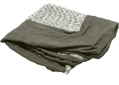 Furhaven Replacement Dog Bed Cover Two-Tone Faux Fur & Suede L Shaped Chaise, Machine Washable - Dark Sage, Large