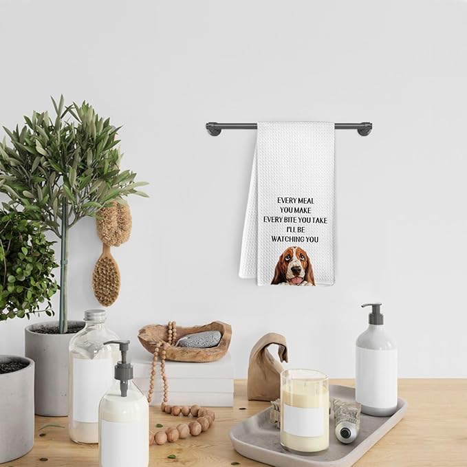 Funny Bassett Basset Hound Kitchen Towels, Basset Hound Gifts for Women Men Dog Lovers, Every Meal You Make Dogs Dish Towels, Bassett Dogs Themed Hand Tea Towel for Bathroom Kitchen, 16x24