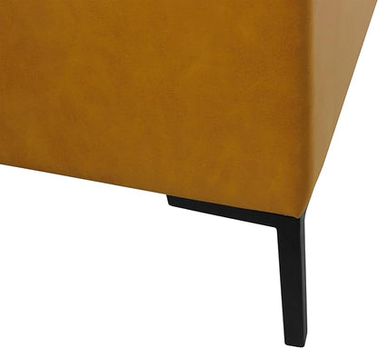 HomePop Upholstered Storage Bench with Metal Leg Home Décor|Bench with Storage for Living Room & Entryway - Faux Leather Brown