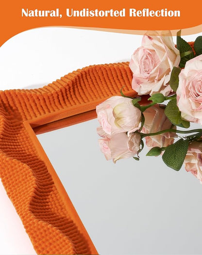 Funky Decorative Mirror for Desk and Art Gallery, 7.5x5.7 Small Wall Decor Mirror for Apartment Dorm Dresser Bedroom Nursery, Teen Girl Birthday Graduation Gift (Orange)