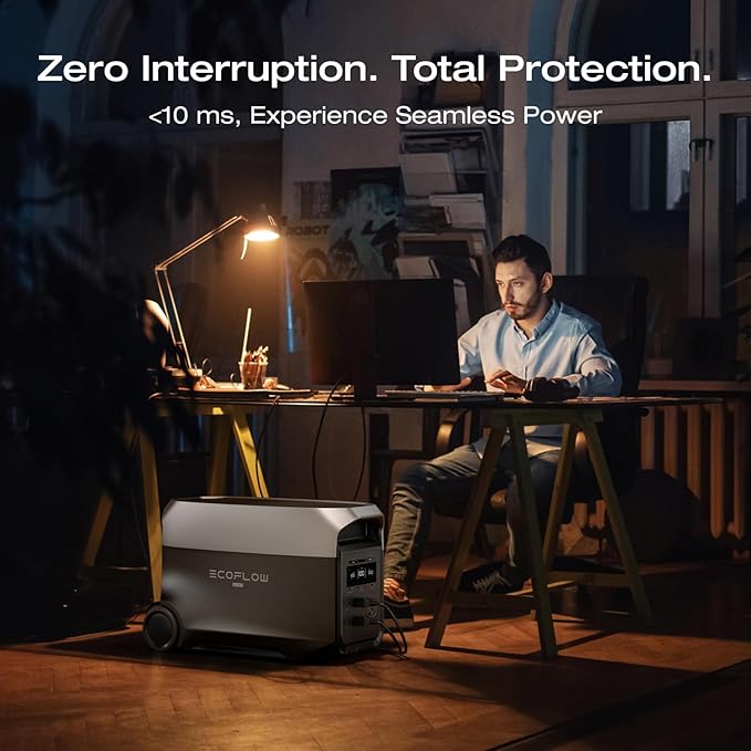EF EcoFlow DELTA 3 Ultra Portable Power Station with 400W Solar Panel, 3072Wh LiFePO4 Battery, 3600W (Surge 7200W) Output, Solar Generator for Home Use, Camping Accessories, Emergencies & RV Backup