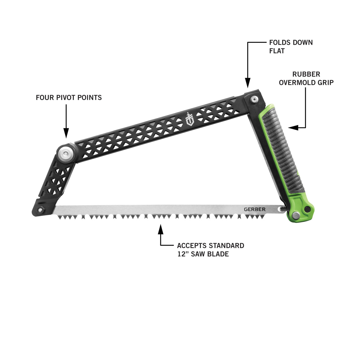 Gerber Freescape Camp Saw Folding Hand Saw for Backpacking Hiking Camping Pruning and Bushcraft, 12" Blade