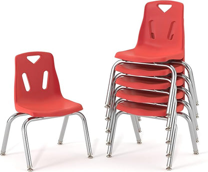Berries Jonti-Craft 8140JC6008 Stacking Chairs with Chrome-Plated Legs, 10" Height, Red, Pack of 6