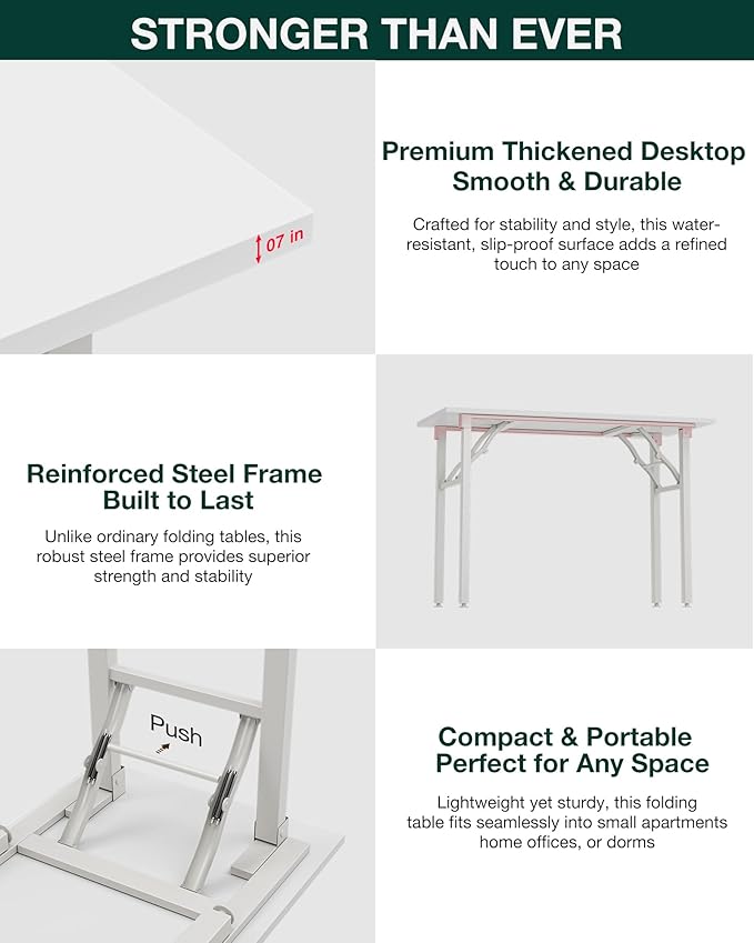 Frylr Small Folding Computer Desk – Portable 35.8 Inch Foldable Laptop Table, Collapsible and Compact for Easy Storage and Fast Setup, Lightweight for Small Spaces, Craft and Study Use, White Ash