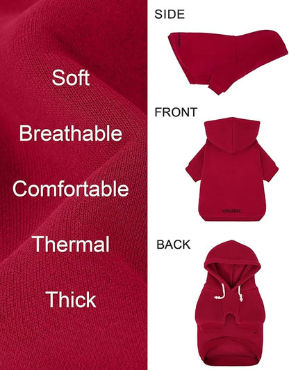 XPUDAC Matching Hoodie for Dogs and Humans Fleece Sweatshirt Soft Warm Pet Hoodie Sweater for Large Small Medium Dog and Owner Matching Clothes Cold Weather, Red, Large