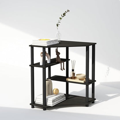 Furinno Turn-N-Tube Storage Shelves, 4-Tier Corner Shelf, Display Rack, Corner Bookshelf, for Organization and Storage, Living Room, Home Office, Espresso