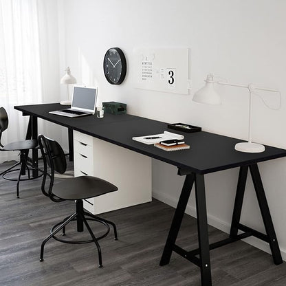 Kaboon Universal Table Top 27.5" D x 55" W, Solid One-Piece Wood Desktop, Universal Wood Countertop, Reversible Melamine Top, Double Desks, Laundry Folding Table, L-Desk, Black