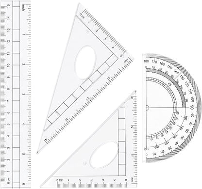 10 Pieces Math Geometry Kit Set Student Supplies with Shatterproof Storage Box,Includes Rulers,Protractor,Compass,Eraser,Pencil Sharpener,Lead Refills,Pencil,for School and Drawings（Orange）