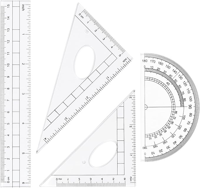 10 Pieces Math Geometry Kit Set Student Supplies with Shatterproof Storage Box,Includes Rulers,Protractor,Compass,Eraser,Pencil Sharpener,Lead Refills,Pencil,for School and Drawings（Navy Blue）
