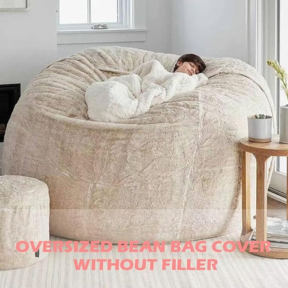 BCU 6FT Bean Bag Chair for Adults and Kids Without Filler Giant Stuffed Animal Storage Cover Soft Faux Fur Floor Chair Cover for Bedroom Living Room, Lemon Yellow