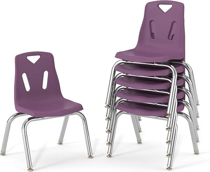 Berries Jonti-Craft 8142JC6004 Stacking Chairs with Chrome-Plated Legs, 12" Height, Purple, Pack of 6