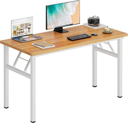 DlandHome 47 inches Folding Table Computer Desk Portable ActivityTable Conference Table Home Office Desk, Fully Assembled Teak and White DND-ND5-120TW