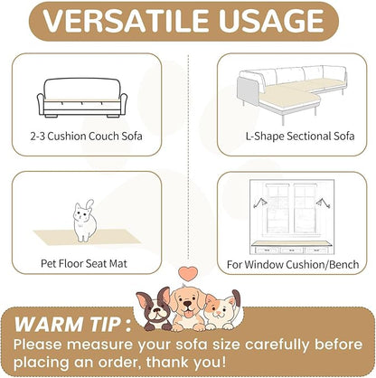 OTOB Couch Covers for Dogs Washable, Non Slip Plush Sofa Cover Kids Pet Friendly Furniture Protector, All Seasons Soft Cozy Fuzzy Sofa Slipcovers Dog Bed Mats (Cream, 31.5" x 63.0'')