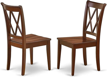 East West Furniture MZCL5-MAH-W 5 Piece Dining Room Table Set Includes a Rectangle Dining Table with Dropleaf and 4 Wood Seat Chairs, 36x54 Inch, Mahogany
