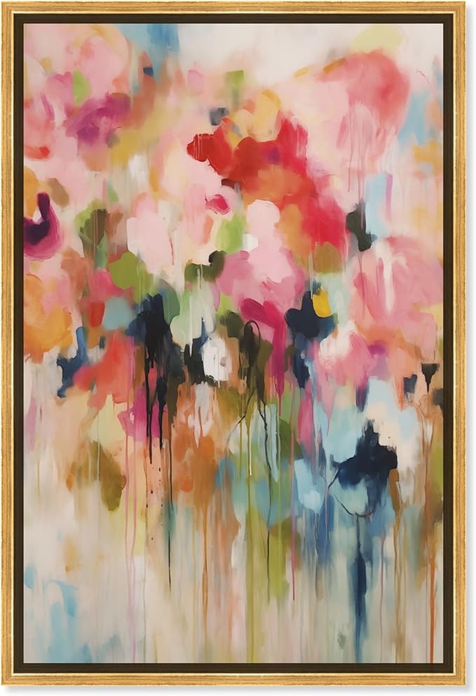 Art Remedy Soft Lush Pastel Canvas New Floral Wall Art, Gold Frame, 24" x 36"