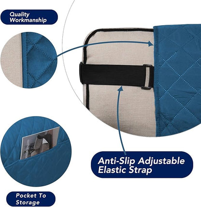 PureFit Reversible Sofa Cover Water Resistant Chair Couch Cover, Machine Washable Furniture Cover with Non-Slip Foam and Adjustable Strap for Dogs, Pets (Chair, Peacock Blue/Ivory)