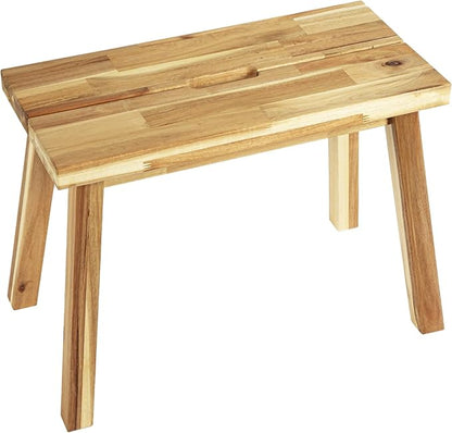 Bench 100% Solid Acacia Wood, Backless, Wax Galvanized Finish, Easy Assembly, End Table Wooden Bench Furniture for Plant, Dining Room, Entryway, Indoor (26 inches)