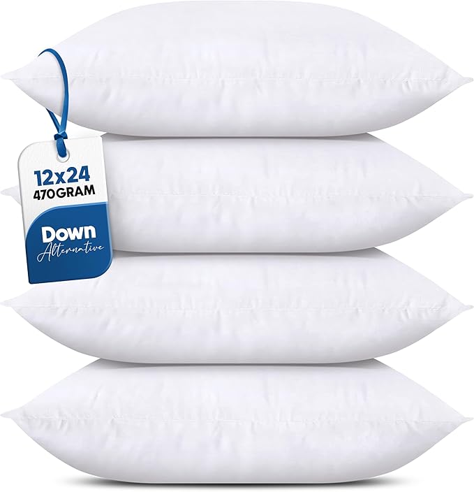 Utopia Bedding Throw Pillows (Set of 4, White), 12 x 24 Inches Pillows for Sofa, Bed and Couch Decorative Stuffer Pillow