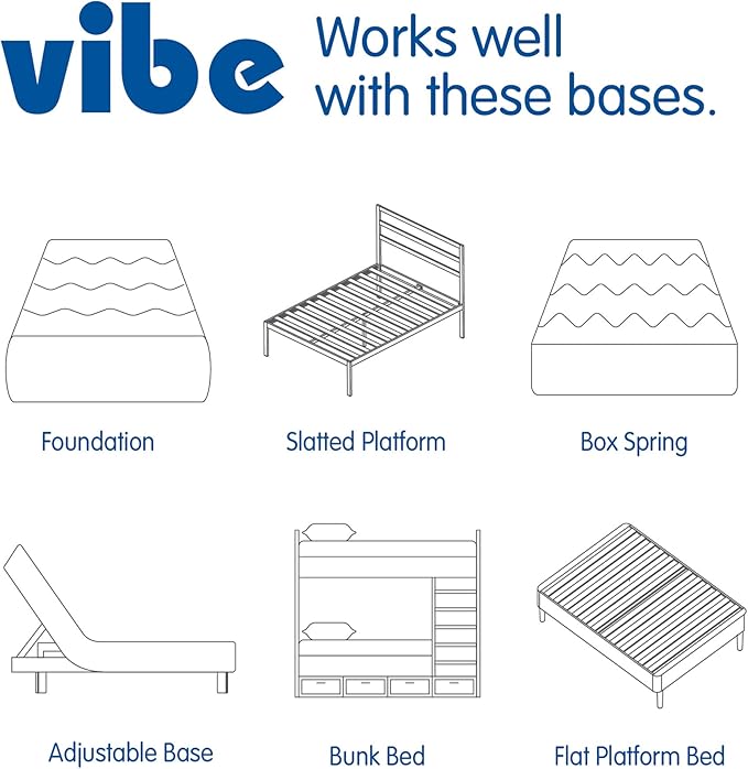 Vibe Quilted Hybrid Mattress, 12-Inch Innerspring and Pillow Top Gel Memory Foam Mattress, Fiberglass Free, CertiPUR-US Certified Bed in a Box, Full, White