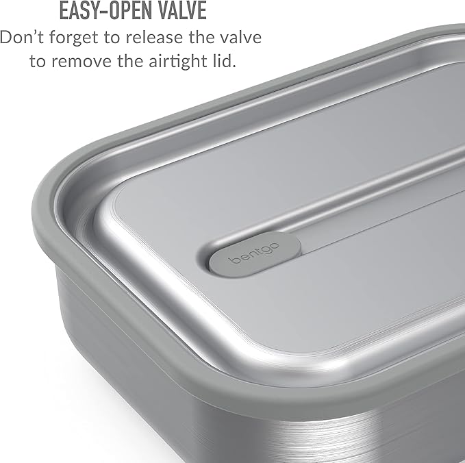 Bentgo MicroSteel Leak-Proof Lunch Box - Microwave-Safe, Oven-Safe, Bento-Style Container with Removable Divider, Airtight Lid, Sustainable Design, Odor & Stain Resistant (Stainless Steel)