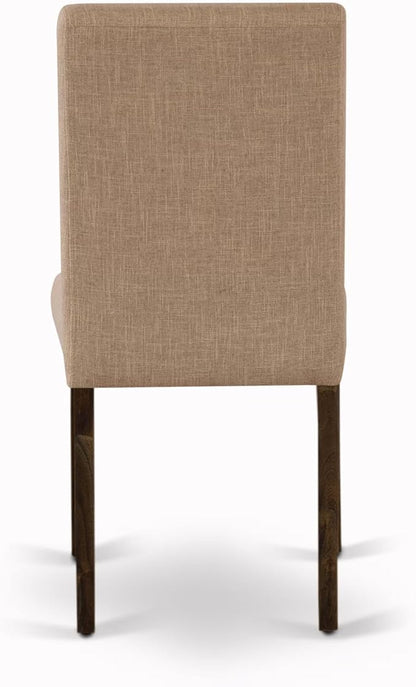 East West Furniture V797AB747-5 5 Piece Modern Dining Table Set Includes a Rectangle Wooden Table with V-Legs and 4 Light Sable Linen Fabric Parsons Dining Chairs, 40x72 Inch, Multi-Color