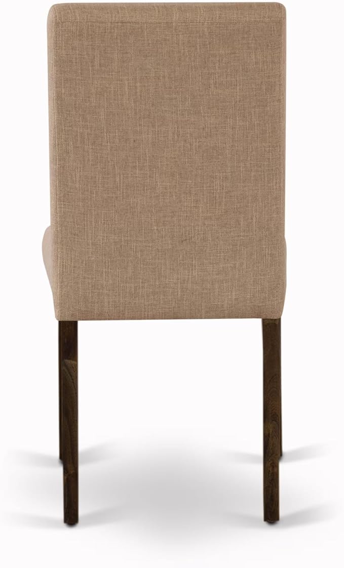 East West Furniture V797AB747-7 7 Piece Kitchen Table Set Consist of a Rectangle Dining Table with V-Legs and 6 Light Sable Linen Fabric Parson Dining Chairs, 40x72 Inch, Multi-Color