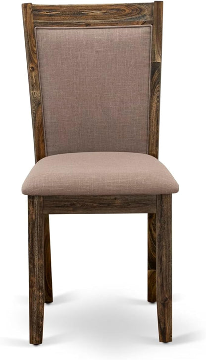 East West Furniture V727MZ748-9 9 Piece Dining Room Furniture Set Includes a Rectangle Dining Table with V-Legs and 8 Coffee Linen Fabric Parsons Chairs, 40x72 Inch, Multi-Color